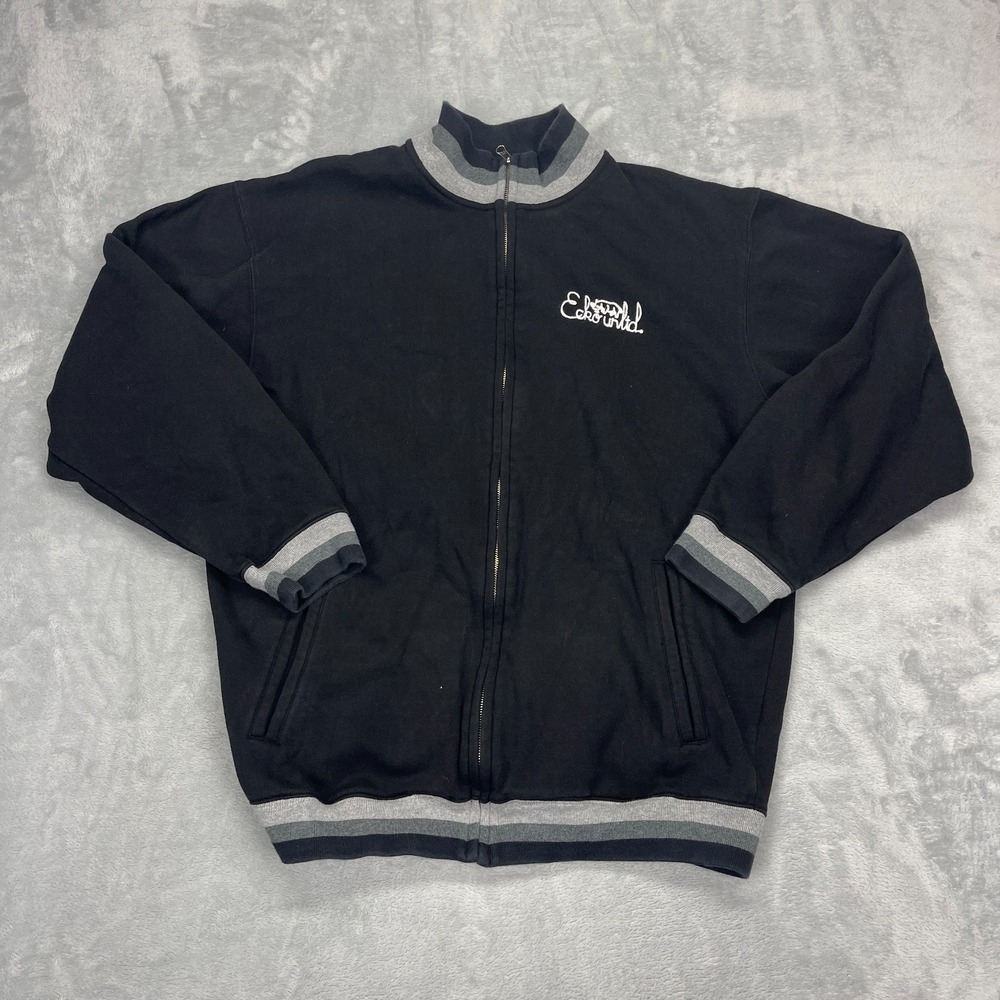 Vintage Ecko Unltd. Jacket Mens XL Black Fleece Lined Long Sleeve Full Zip Track